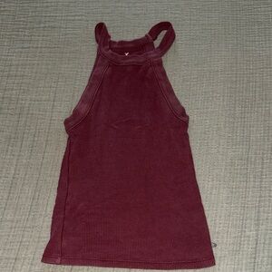 American Eagle Outfitters Ribbed Halter Tank - Wine